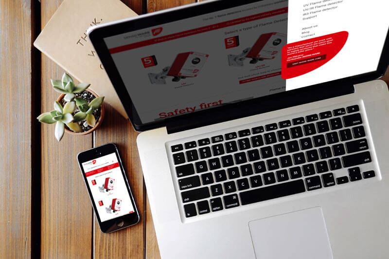 Website voor SENSE-WARE met commerciële insteek